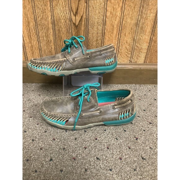 WDM0083: Twisted X Bomber and Turquoise Serrated Moc Women’s Sz7  EUC - Picture 1 of 8